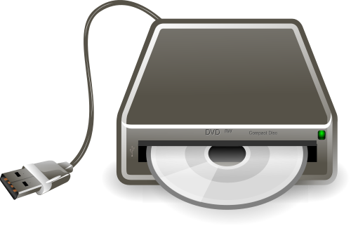 Vektorov obrzek, ilustran klipart USB DVD mechanika zdarma ke staen, Pstroje vektor do vaich dokument