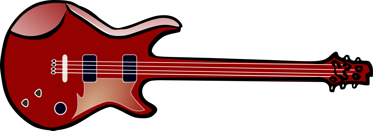 Vektorový obrázek, ilustrační klipart Basová kytara v rozlišení 1280x451 pixelů zdarma ke stažení, Hudba vektor do vašich dokumentů