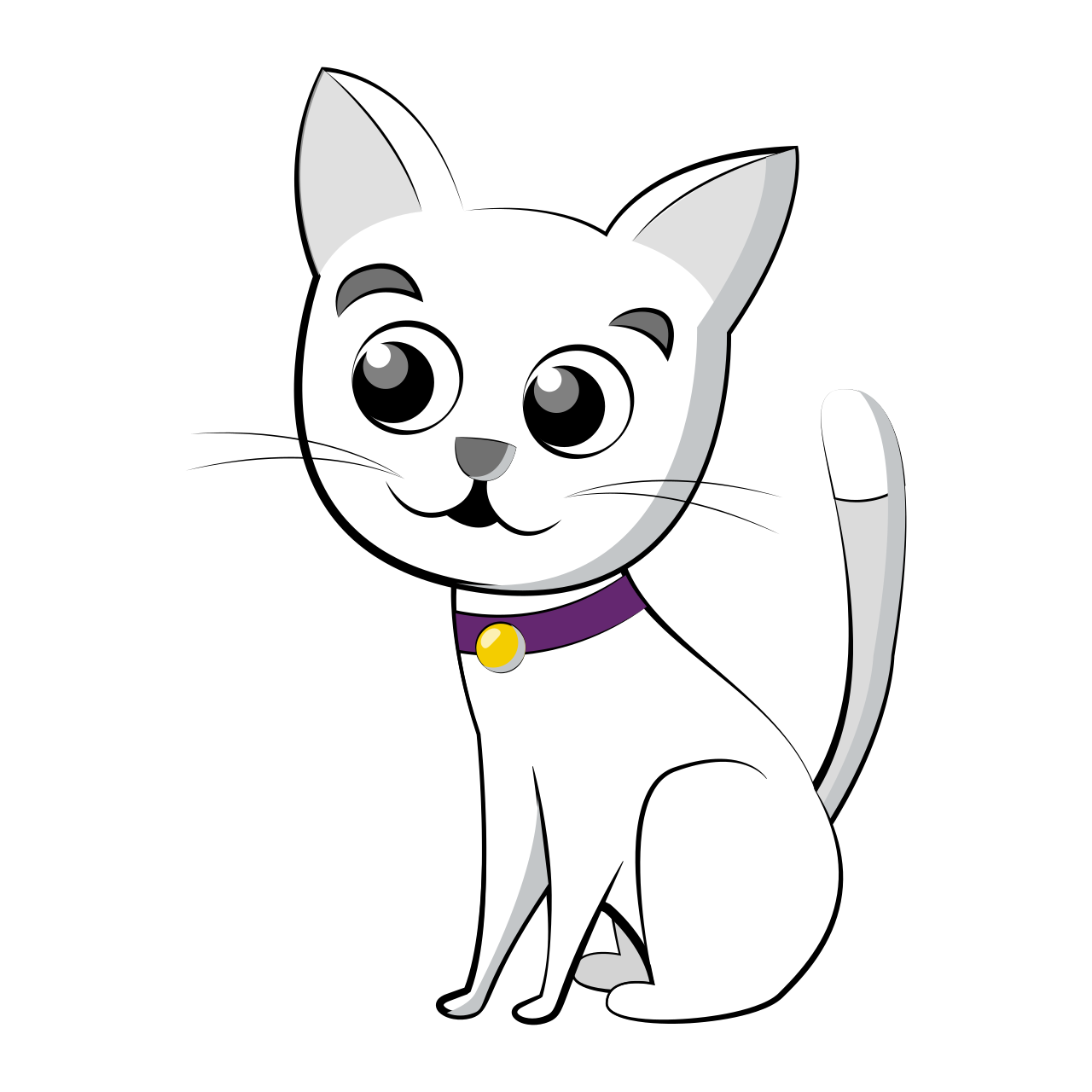 Vektorový obrázek, ilustrační klipart Bílá kočka v rozlišení 1280x1280 pixelů zdarma ke stažení, Zvířata vektor do vašich dokumentů
