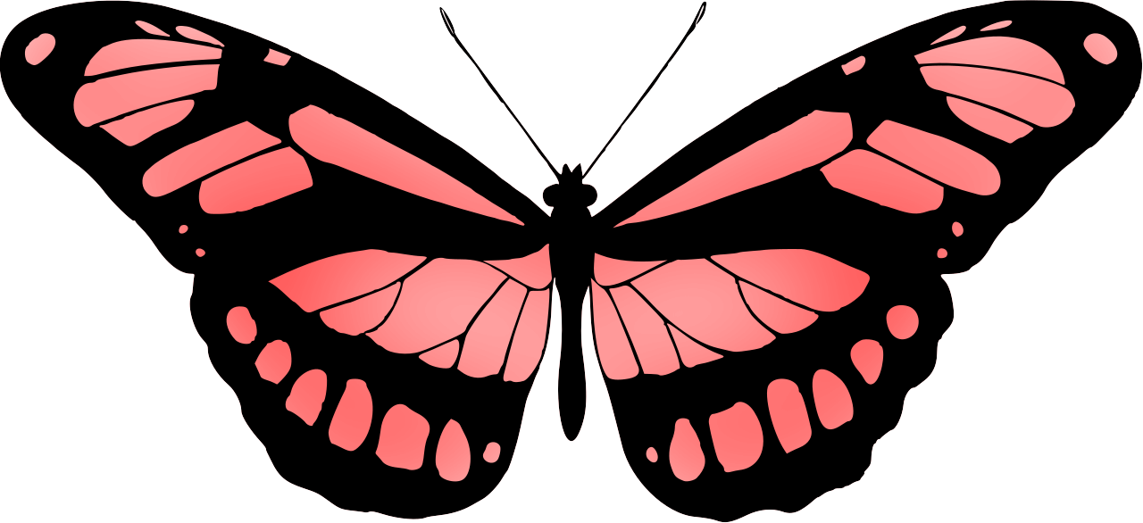 Vektorový obrázek, ilustrační klipart Červený motýl v rozlišení 1280x586 pixelů zdarma ke stažení, Hmyz vektor do vašich dokumentů