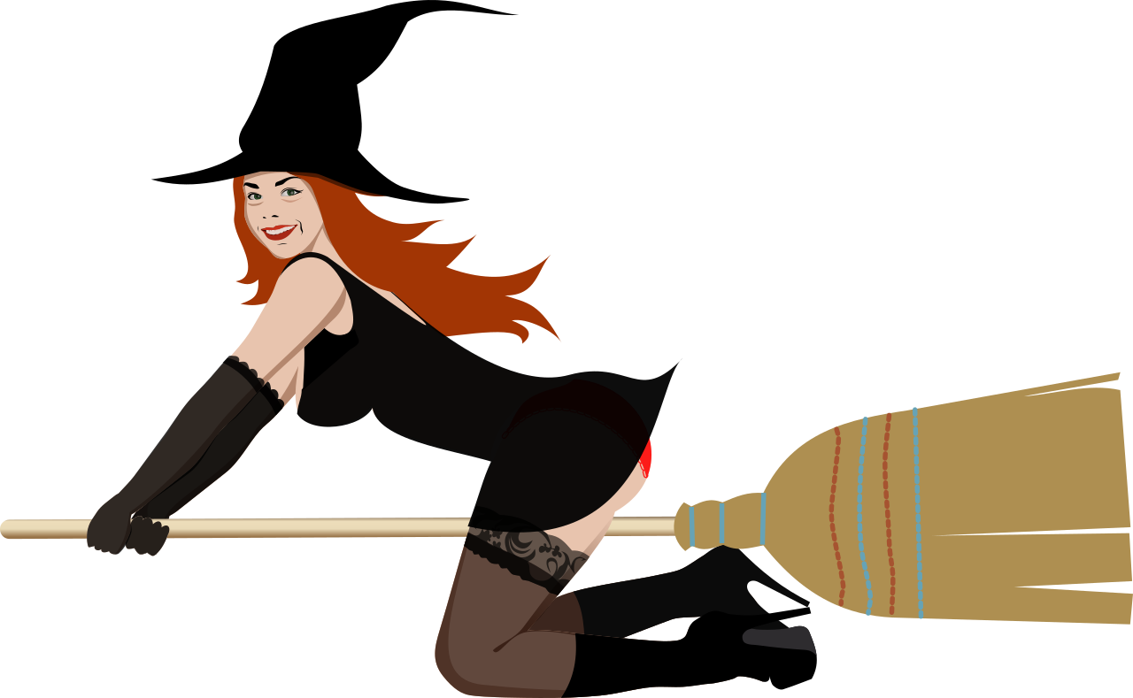 Vektorový obrázek, ilustrační klipart Dívka na koštěti v rozlišení 1280x789 pixelů zdarma ke stažení, Halloween vektor do vašich dokumentů