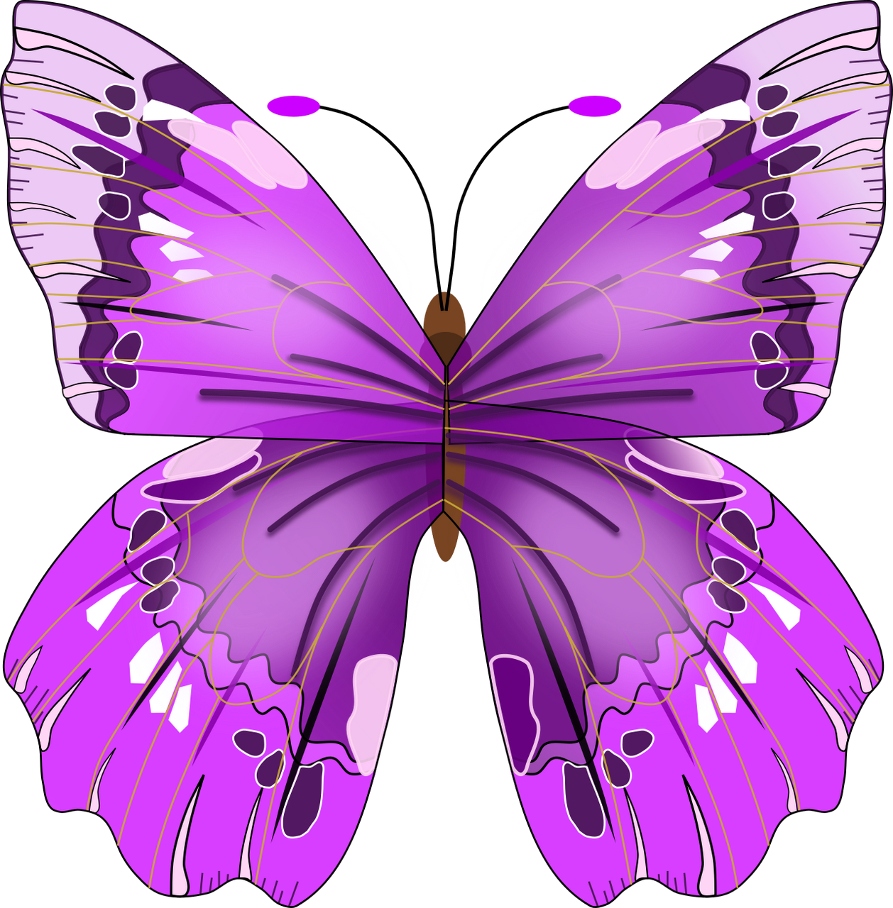 Vektorový obrázek, ilustrační klipart Fialový motýl v rozlišení 1258x1280 pixelů zdarma ke stažení, Hmyz vektor do vašich dokumentů