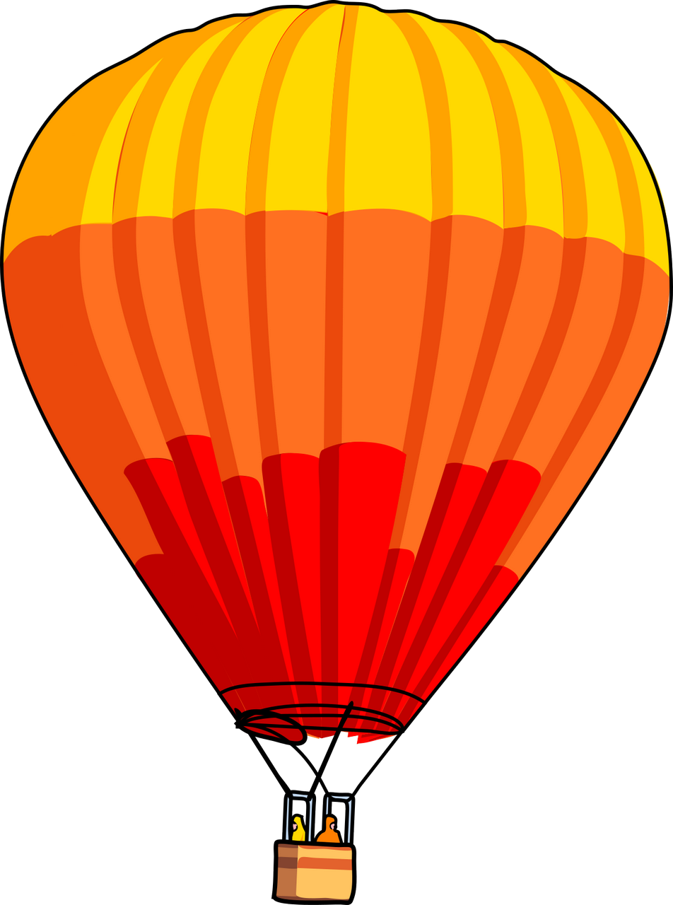 Vektorový obrázek, ilustrační klipart Horkovzdušný balón v rozlišení 952x1280 pixelů zdarma ke stažení, Doprava vektor do vašich dokumentů