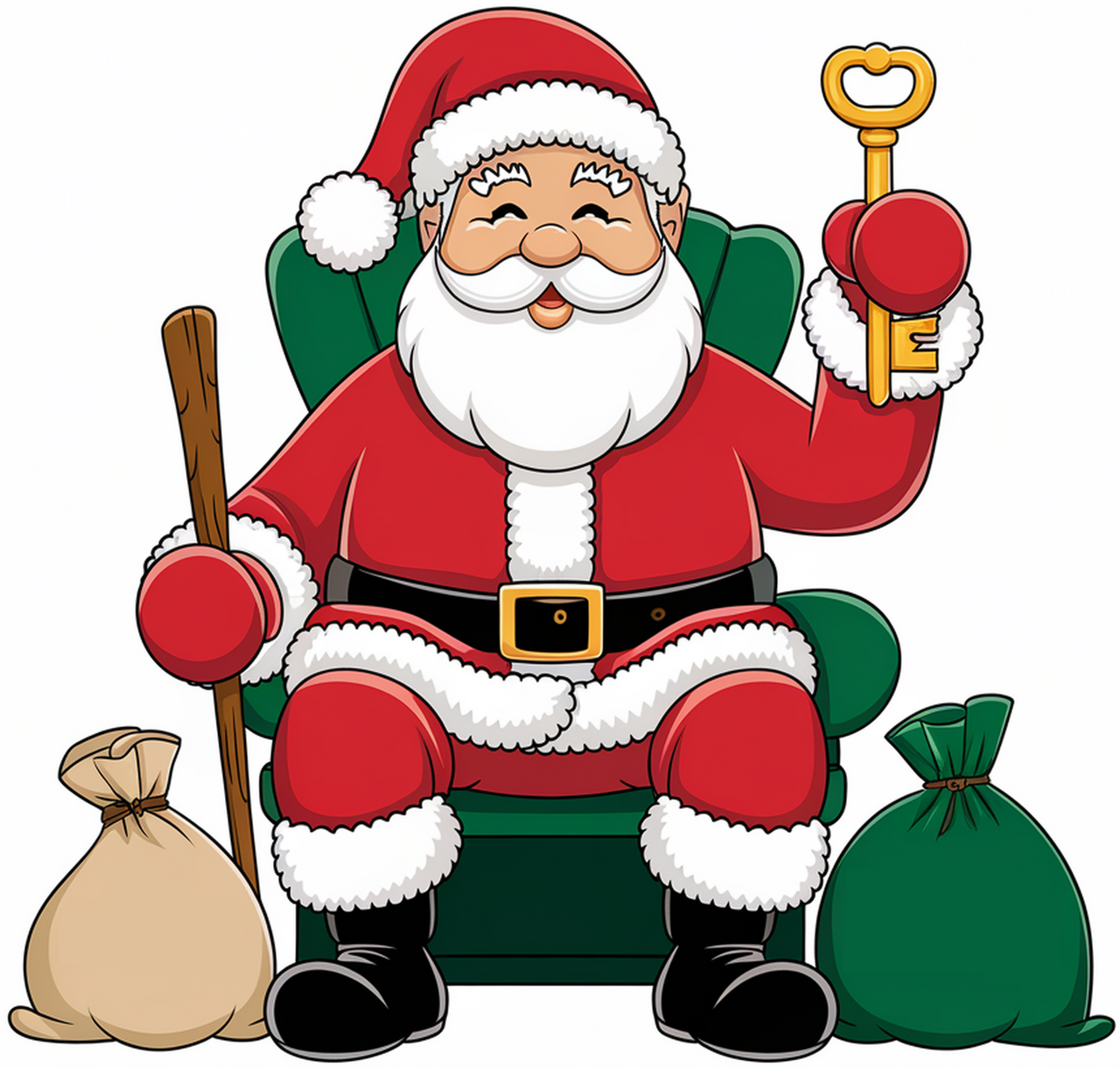 Obr�zek, klipart  Santa s kl��em