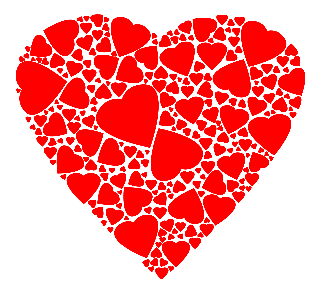 Vektorový obrázek, ilustrační klipart Srdíčkové srdce v rozlišení 1280x1174 pixelů zdarma ke stažení, Láska vektor do vašich dokumentů