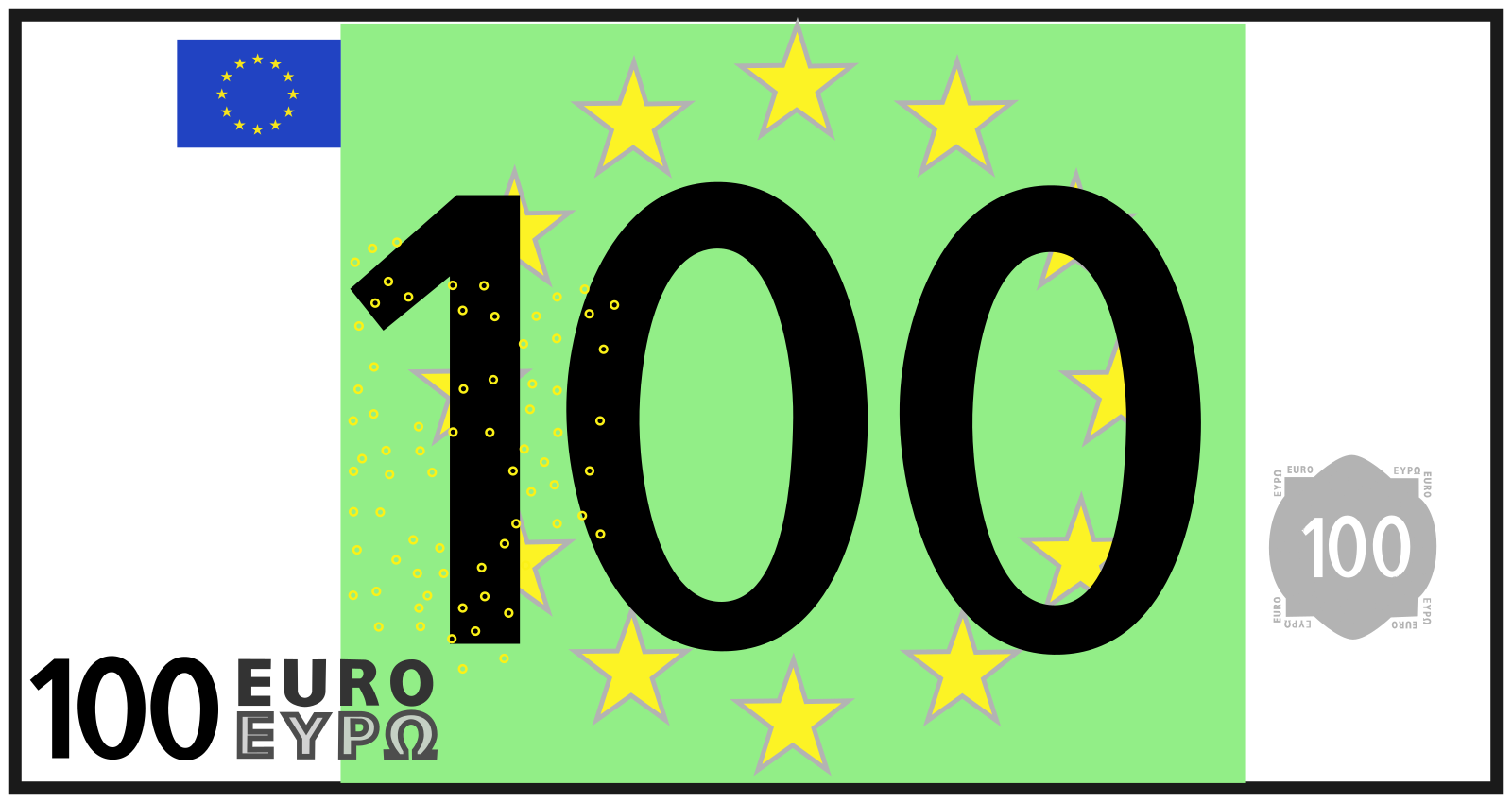 Vektorový obrázek, ilustrační klipart 100 Euro v rozlišení 1600x850 pixelů zdarma ke stažení, Symboly vektor do vašich dokumentů