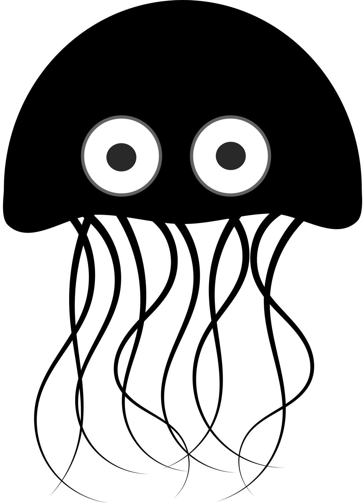 Vektorový obrázek, ilustrační klipart Černá medúza v rozlišení 1159x1600 pixelů zdarma ke stažení, Zvířata vektor do vašich dokumentů