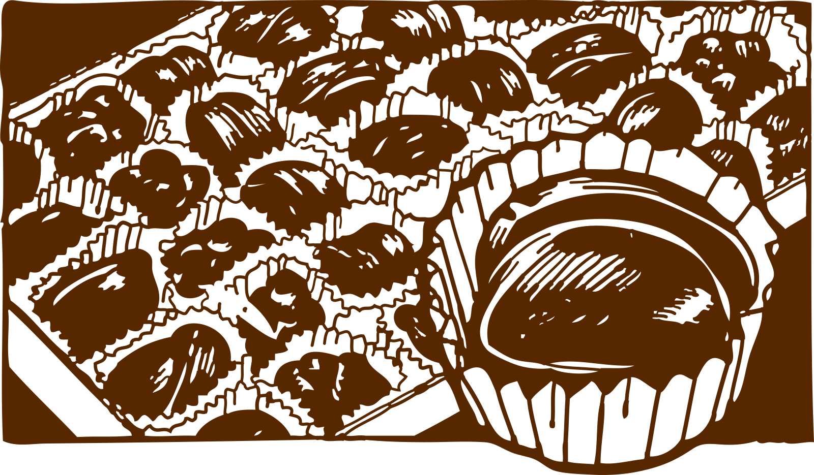 Vektorový obrázek, ilustrační klipart Čokoládové bonbóny v rozlišení 1600x935 pixelů zdarma ke stažení, Jídlo vektor do vašich dokumentů