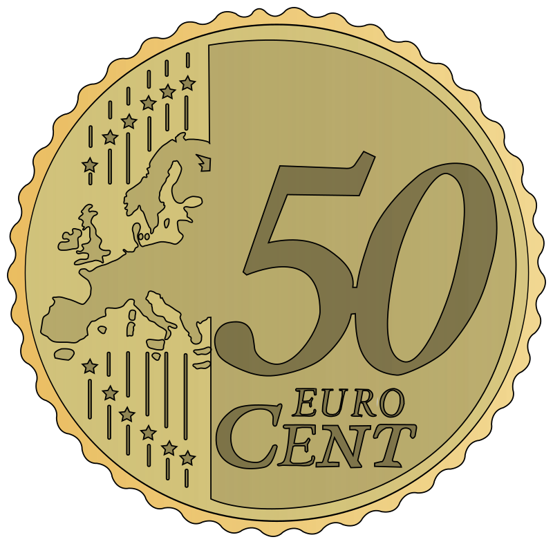 Vektorový obrázek, ilustrační klipart 50 euro centů v rozlišení 800x787 pixelů zdarma ke stažení, Symboly vektor do vašich dokumentů