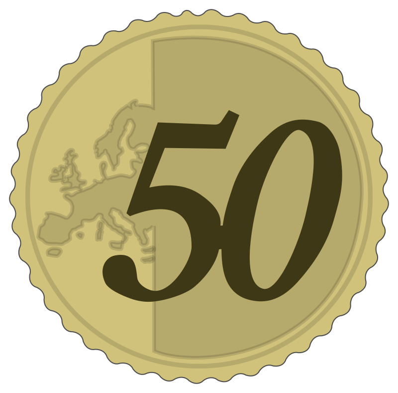 Vektorový obrázek, ilustrační klipart 50 Eurocentů v rozlišení 800x788 pixelů zdarma ke stažení, Symboly vektor do vašich dokumentů