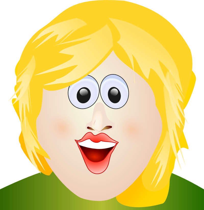 Vektorový obrázek, ilustrační klipart Vysmátá blondýna v rozlišení 800x824 pixelů zdarma ke stažení, Ženy vektor do vašich dokumentů