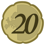 Vektorový obrázek, ilustrační klipart 20 Eurocentů ke stažení, Symboly vektorový obrázek pro vaše dokumenty