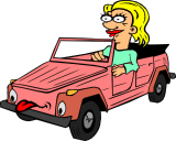 Vektorový obrázek, ilustrační klipart Blondýna za volantem ke stažení, Ženy vektorový obrázek pro vaše dokumenty