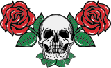 Lebka s růžemi