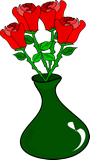 Vektorový obrázek, ilustrační klipart Růže ve váze ke stažení, Květiny vektorový obrázek pro vaše dokumenty