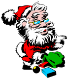 Vektorový obrázek, ilustrační klipart Santa s dárečky ke stažení, Vánoce vektorový obrázek pro vaše dokumenty