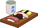 Vektorový obrázek, ilustrační klipart Sushi s čajem ke stažení, Jídlo vektorový obrázek pro vaše dokumenty