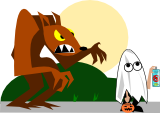 Vektorový obrázek, ilustrační klipart Vlkodlak a duch ke stažení, Halloween vektorový obrázek pro vaše dokumenty