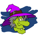 Vektorový obrázek, ilustrační klipart Zelená ježibaba ke stažení, Halloween vektorový obrázek pro vaše dokumenty