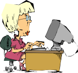 Vektorový obrázek, ilustrační klipart Žena za počítačem ke stažení, Ženy vektorový obrázek pro vaše dokumenty