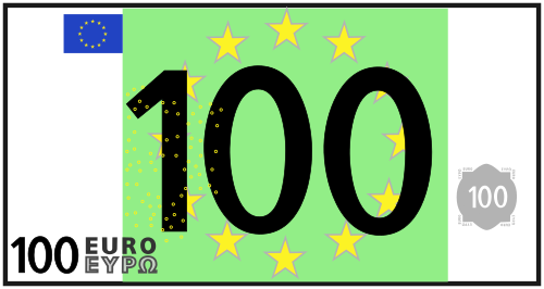 Vektorový obrázek, ilustrační klipart 100 Euro v rozlišení 500x266 pixelů zdarma ke stažení, Symboly vektor do vašich dokumentů