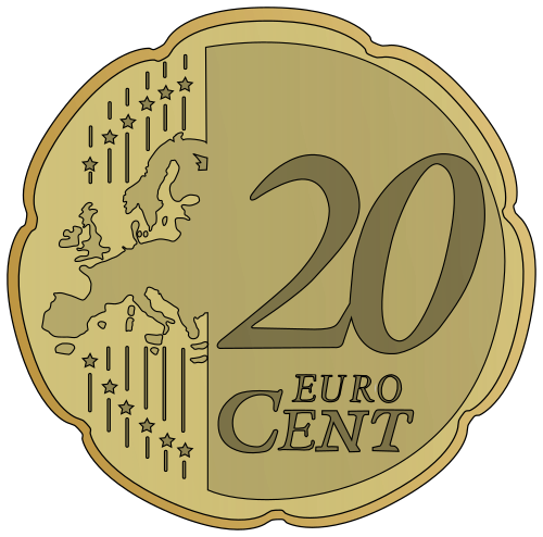 Vektorový obrázek, ilustrační klipart 20 euro centů zdarma ke stažení, Symboly vektor do vašich dokumentů