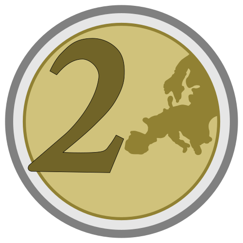 Vektorový obrázek, ilustrační klipart 2 Eura zdarma ke stažení, Symboly vektor do vašich dokumentů