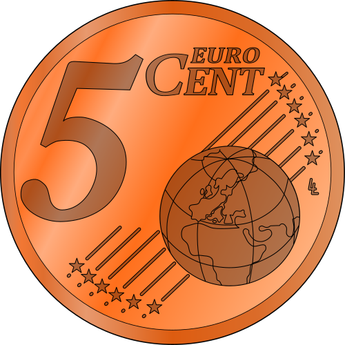 Vektorový obrázek, ilustrační klipart 5 euro centů zdarma ke stažení, Symboly vektor do vašich dokumentů