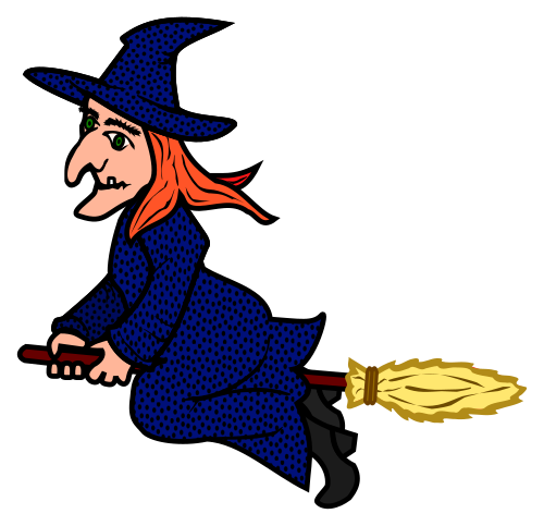Vektorový obrázek, ilustrační klipart Baba na koštěti zdarma ke stažení, Halloween vektor do vašich dokumentů