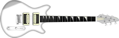 Vektorový obrázek, ilustrační klipart Bílá kytara v rozlišení 500x162 pixelů zdarma ke stažení, Hudba vektor do vašich dokumentů