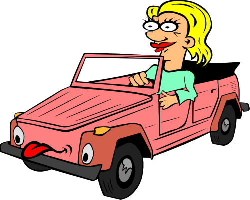 Vektorový obrázek, ilustrační klipart Blondýna za volantem zdarma ke stažení, Ženy vektor do vašich dokumentů