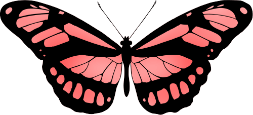Vektorový obrázek, ilustrační klipart Červený motýl v rozlišení 500x229 pixelů zdarma ke stažení, Hmyz vektor do vašich dokumentů