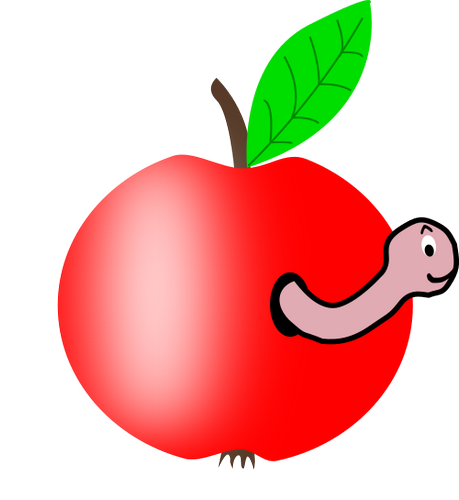 Vektorový obrázek, ilustrační klipart Červivé jablko zdarma ke stažení, Ovoce vektor do vašich dokumentů