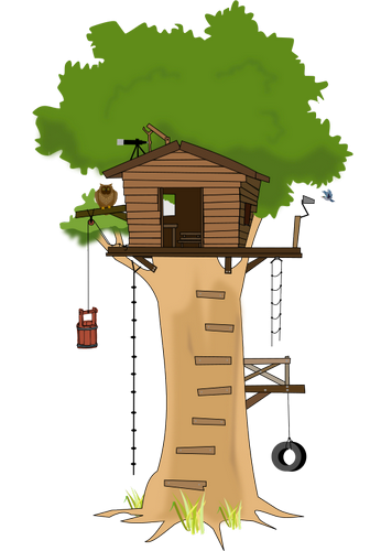 Vektorový obrázek, ilustrační klipart Dům na stromě zdarma ke stažení, Stavby vektor do vašich dokumentů