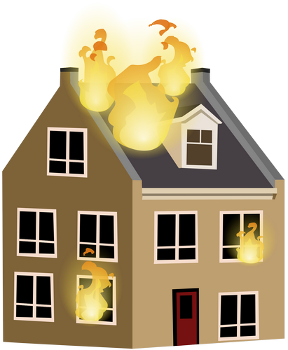 Vektorový obrázek, ilustrační klipart Dům v plamenech zdarma ke stažení, Stavby vektor do vašich dokumentů