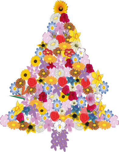 Vektorový obrázek, ilustrační klipart Květinový stromek zdarma ke stažení, Vánoce vektor do vašich dokumentů