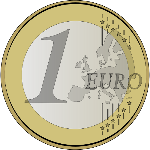 Vektorov obrzek, ilustran klipart Mince 1 euro zdarma ke staen, Symboly vektor do vaich dokument