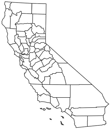 Vektorový obrázek, ilustrační klipart Okresy Kalifornie zdarma ke stažení, Mapy vektor do vašich dokumentů