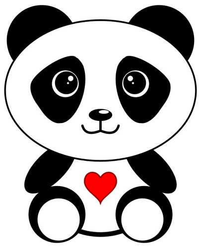 Vektorový obrázek, ilustrační klipart Panda se srdíčkem zdarma ke stažení, Láska vektor do vašich dokumentů