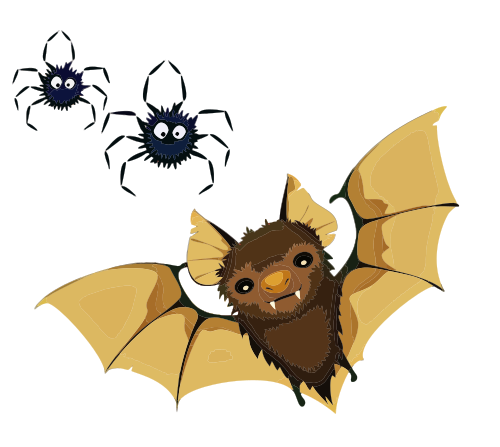 Vektorov obrzek, ilustran klipart Pavouci a netopr zdarma ke staen, Halloween vektor do vaich dokument