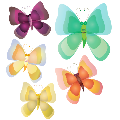Vektorový obrázek, ilustrační klipart Pestrobarevní motýli zdarma ke stažení, Hmyz vektor do vašich dokumentů