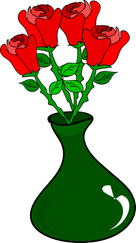 Vektorový obrázek, ilustrační klipart Růže ve váze zdarma ke stažení, Květiny vektor do vašich dokumentů