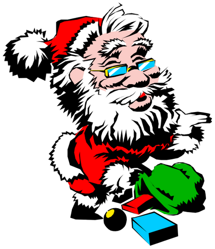 Vektorový obrázek, ilustrační klipart Santa s dárečky zdarma ke stažení, Vánoce vektor do vašich dokumentů