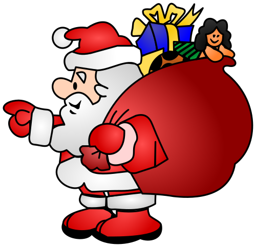 Vektorový obrázek, ilustrační klipart Santa s dárky zdarma ke stažení, Vánoce vektor do vašich dokumentů