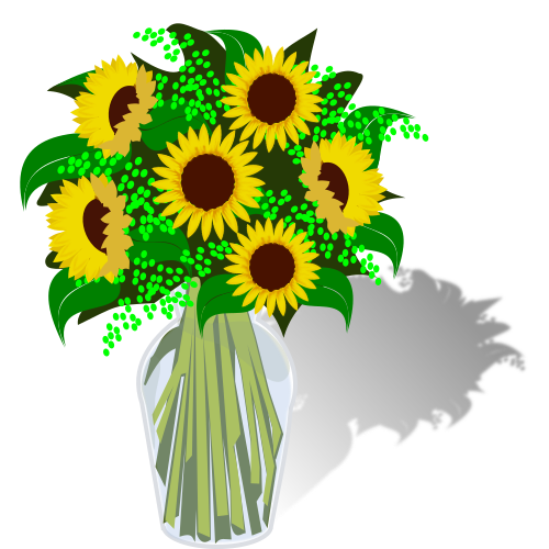 Vektorový obrázek, ilustrační klipart Slunečnice ve váze zdarma ke stažení, Květiny vektor do vašich dokumentů