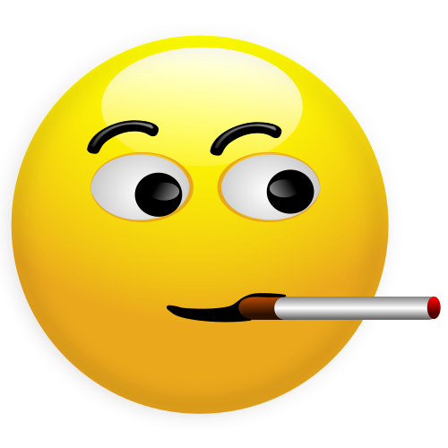 Vektorov obrzek, ilustran klipart Smajlk s cigaretou zdarma ke staen, Smajlci vektor do vaich dokument