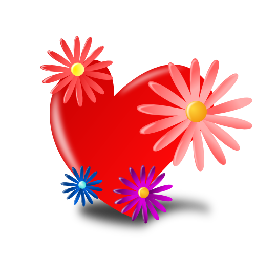 Vektorový obrázek, ilustrační klipart Srdce s květinami zdarma ke stažení, Květiny vektor do vašich dokumentů