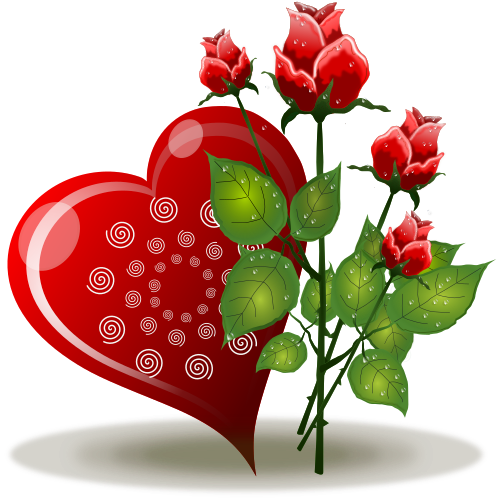 Vektorový obrázek, ilustrační klipart Srdce s růžemi zdarma ke stažení, Láska vektor do vašich dokumentů
