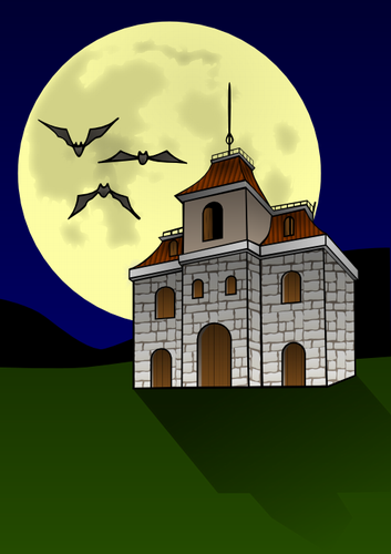 Vektorový obrázek, ilustrační klipart Strašidelný hrad zdarma ke stažení, Halloween vektor do vašich dokumentů