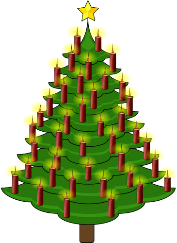 Vektorový obrázek, ilustrační klipart Strom se svíčkami zdarma ke stažení, Vánoce vektor do vašich dokumentů